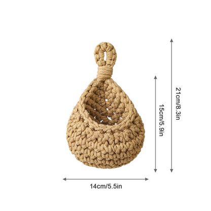 Wall Hanging Basket Handwoven Jute Breathable Weave Space-Saving