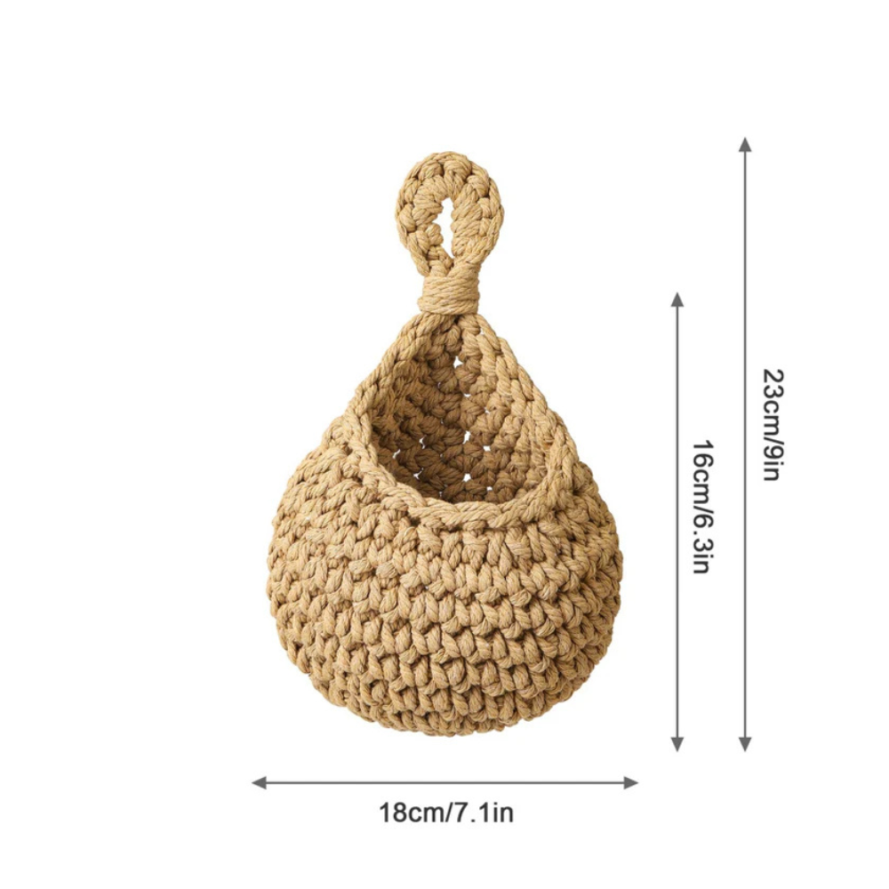 Wall Hanging Basket Handwoven Jute Breathable Weave Space-Saving