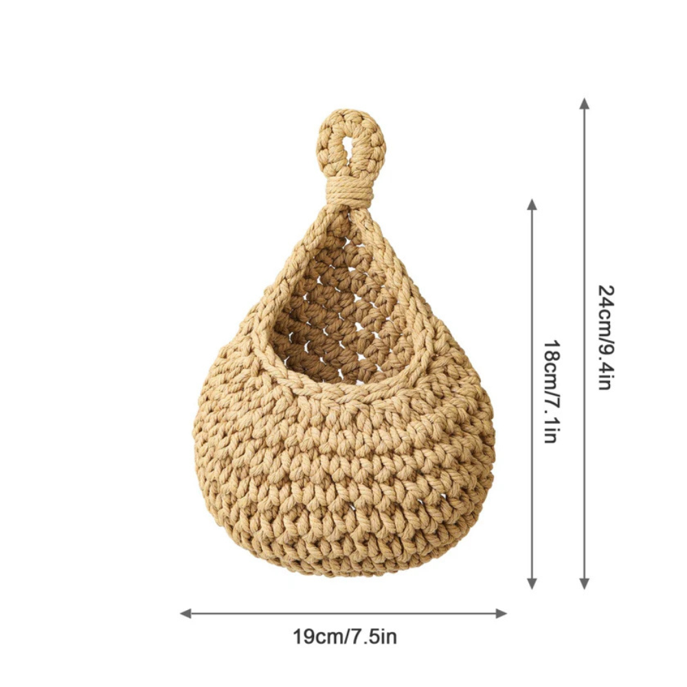 Wall Hanging Basket Handwoven Jute Breathable Weave Space-Saving