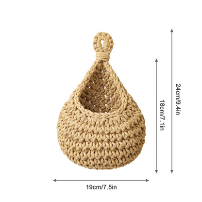 Wall Hanging Basket Handwoven Jute Breathable Weave Space-Saving