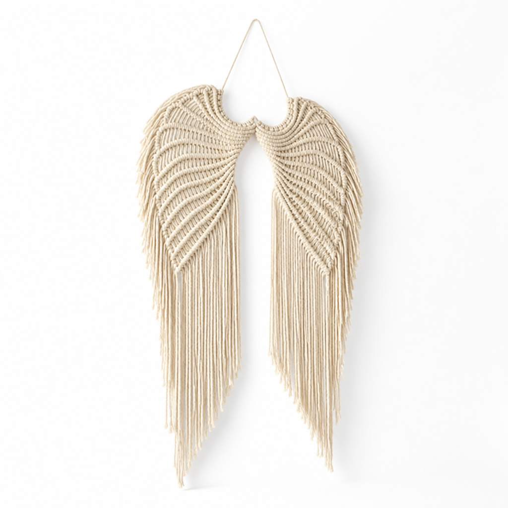 Wall Hanging Handcrafted Wing Motif Knotted Fringe