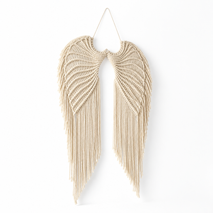 Wall Hanging Handcrafted Wing Motif Knotted Fringe