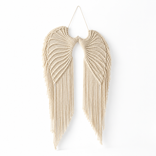 Wall Hanging Handcrafted Wing Motif Knotted Fringe