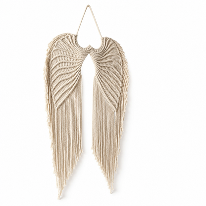 Wall Hanging Handcrafted Wing Motif Knotted Texture & Fringe