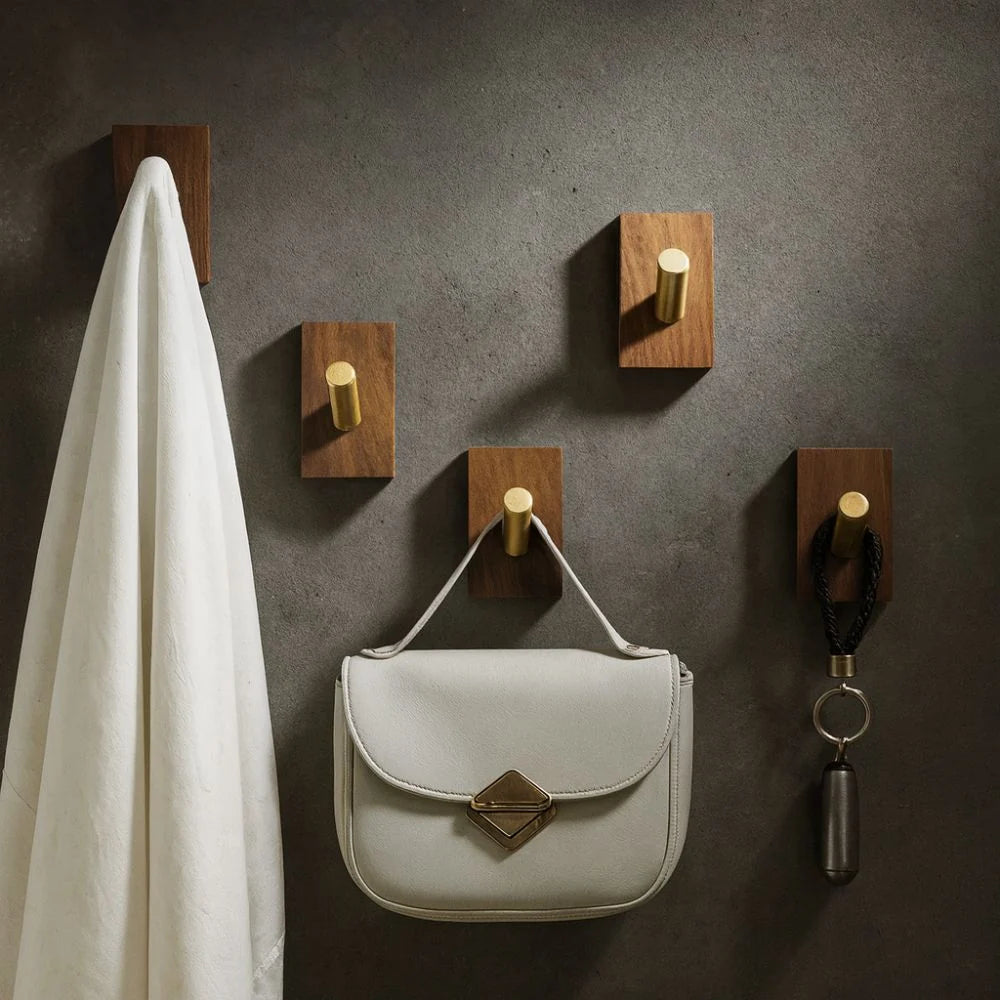 Wall Hook Organizer Natural Wood & Self-Adhesive