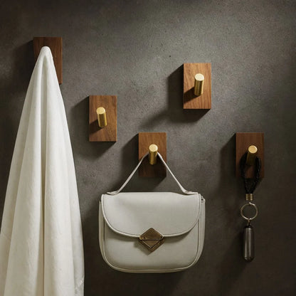 Wall Hook Organizer Natural Wood & Self-Adhesive