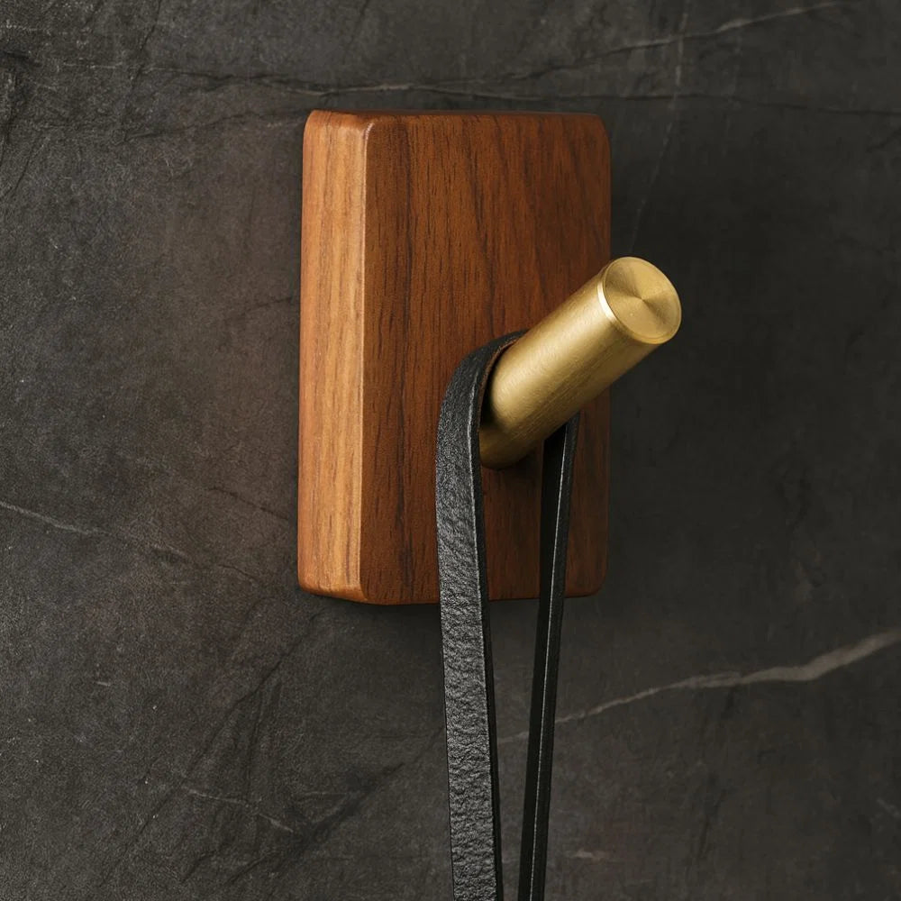 Wall Hook Organizer Natural Wood & Self-Adhesive
