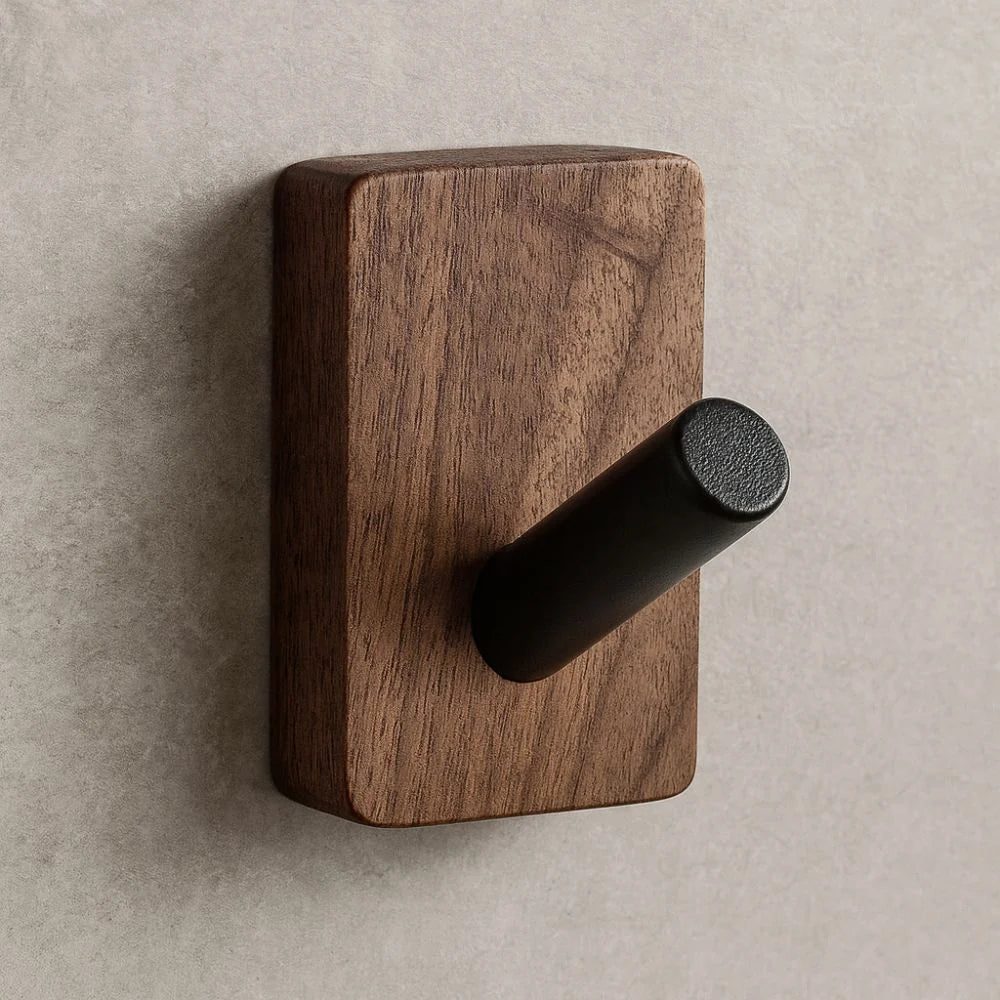 Wall Hook Organizer Natural Wood & Self-Adhesive