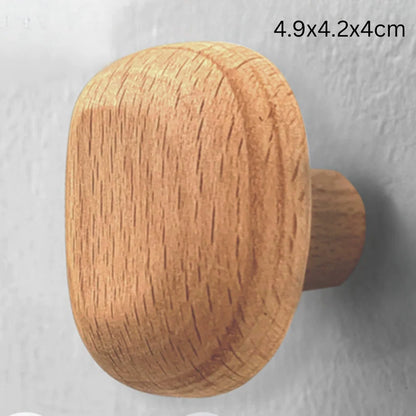 Wall Hook Pebble-Shaped Solid Wood Adhesive Backing