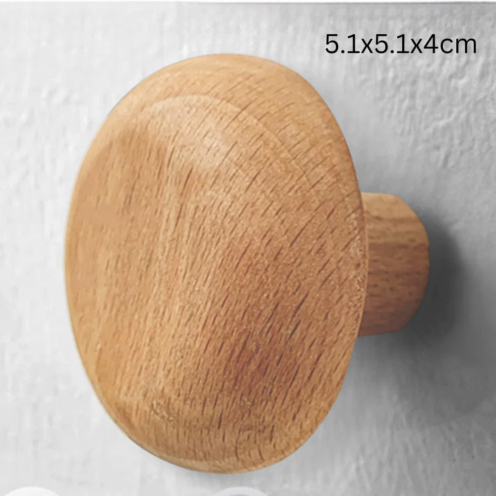 Wall Hook Pebble-Shaped Solid Wood Adhesive Backing