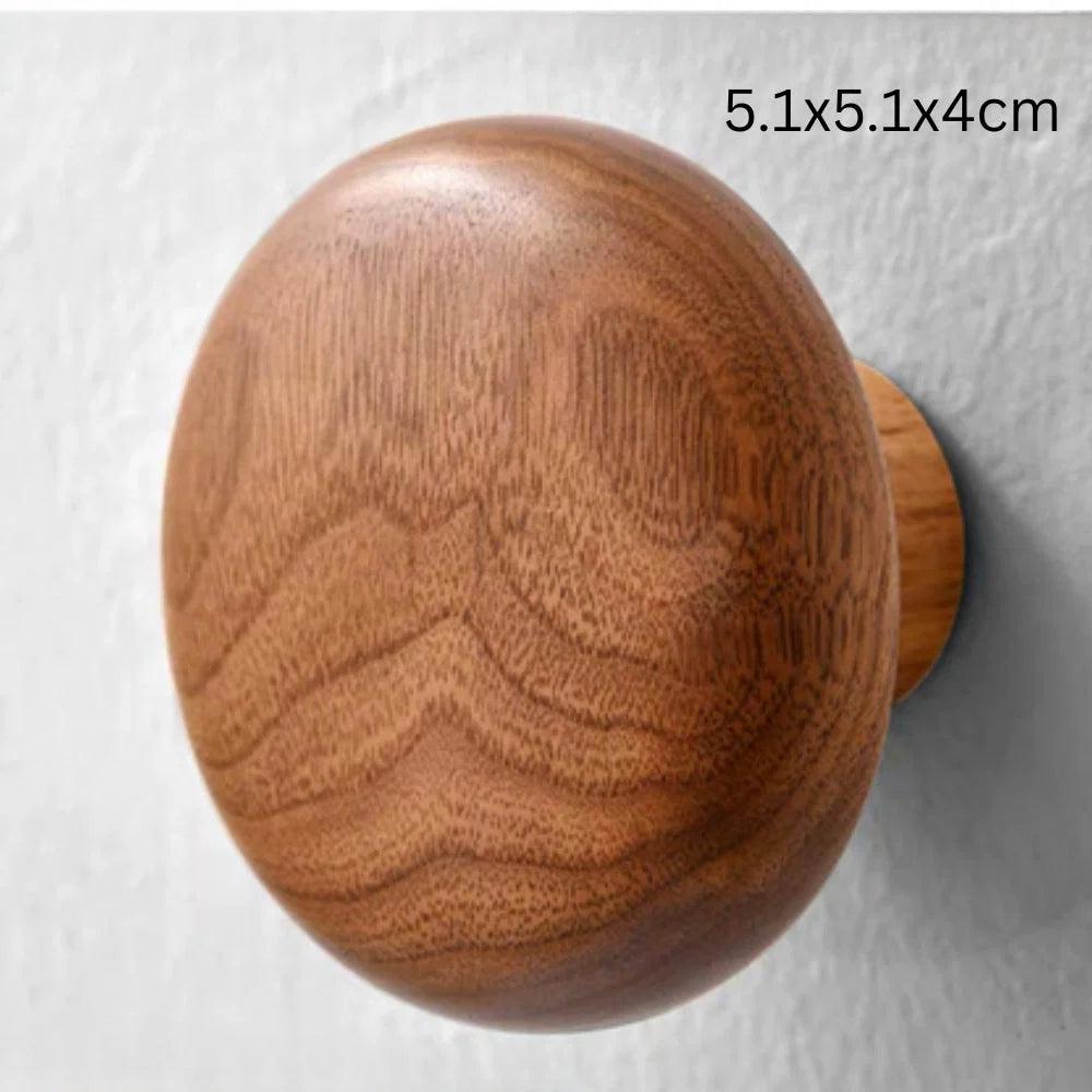 Wall Hook Pebble-Shaped Solid Wood Adhesive Backing