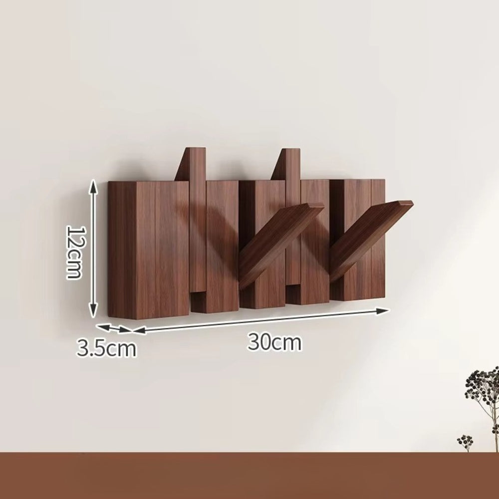 Wall Hook Rack Foldable Piano-Key Natural Wood