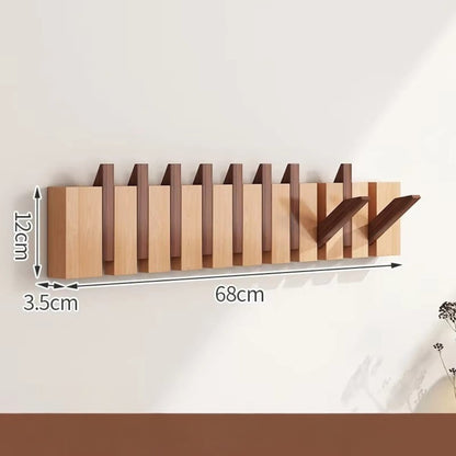 Wall Hook Rack Foldable Piano-Key Natural Wood