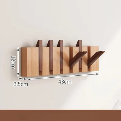 Wall Hook Rack Foldable Piano-Key Natural Wood