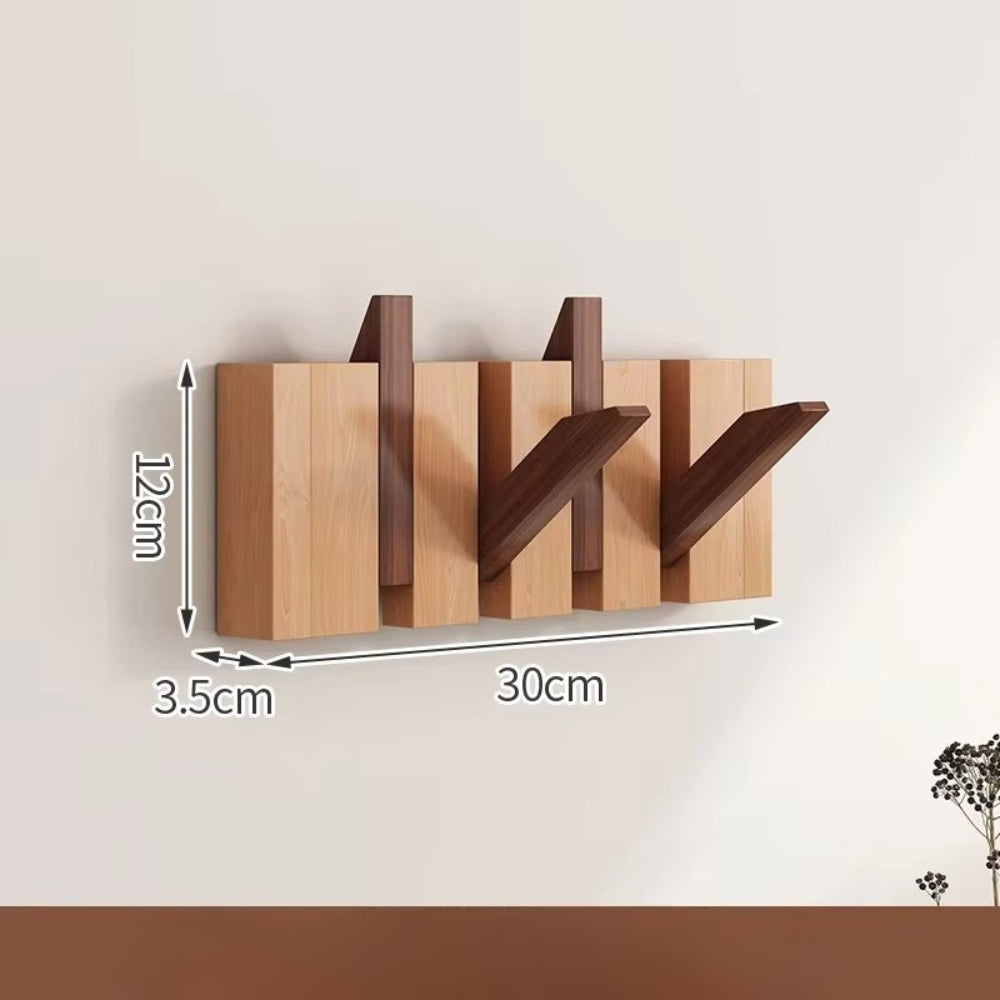 Wall Hook Rack Foldable Piano-Key Natural Wood