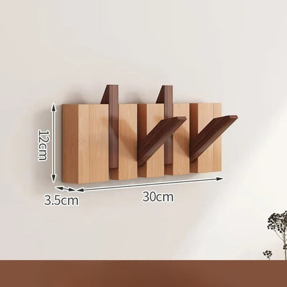 Wall Hook Rack Foldable Piano-Key Natural Wood
