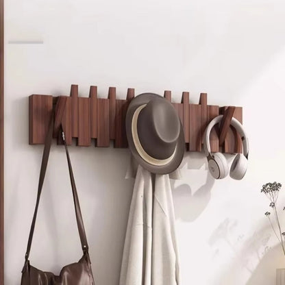 Wall Hook Rack Foldable Piano-Key Natural Wood