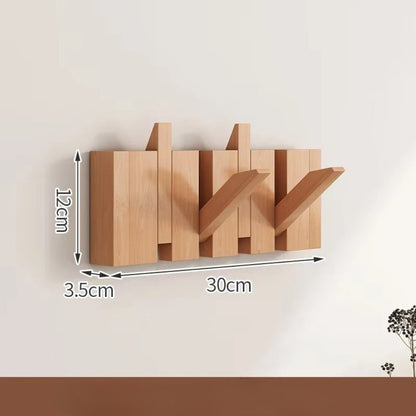 Wall Hook Rack Foldable Piano-Key Natural Wood
