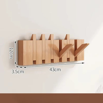 Wall Hook Rack Foldable Piano-Key Natural Wood