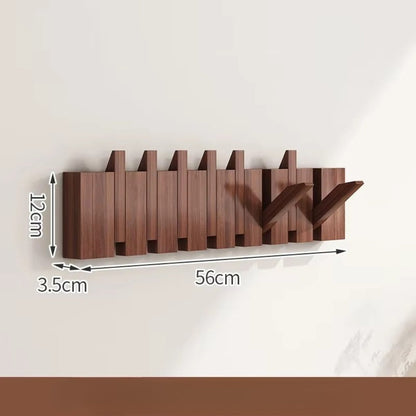 Wall Hook Rack Foldable Piano-Key Natural Wood