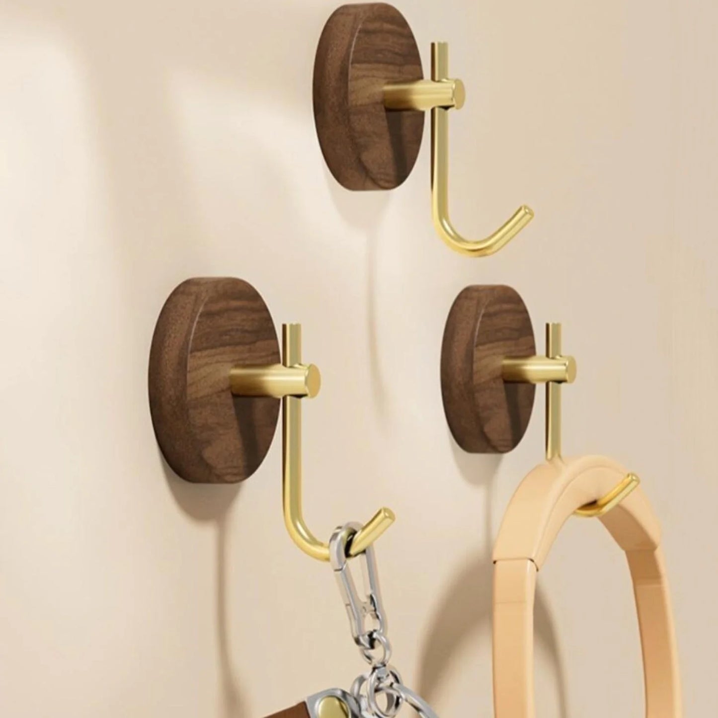 Wall Hook Self-Adhesive Natural Wood