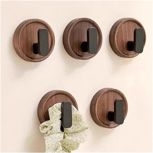 Wall Hook Solid Walnut Self-Adhesive