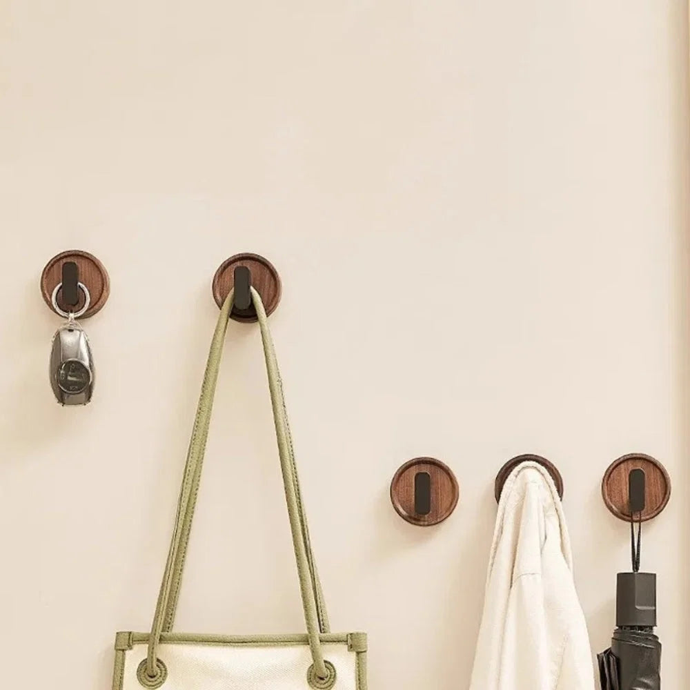 Wall Hook Solid Walnut Self-Adhesive