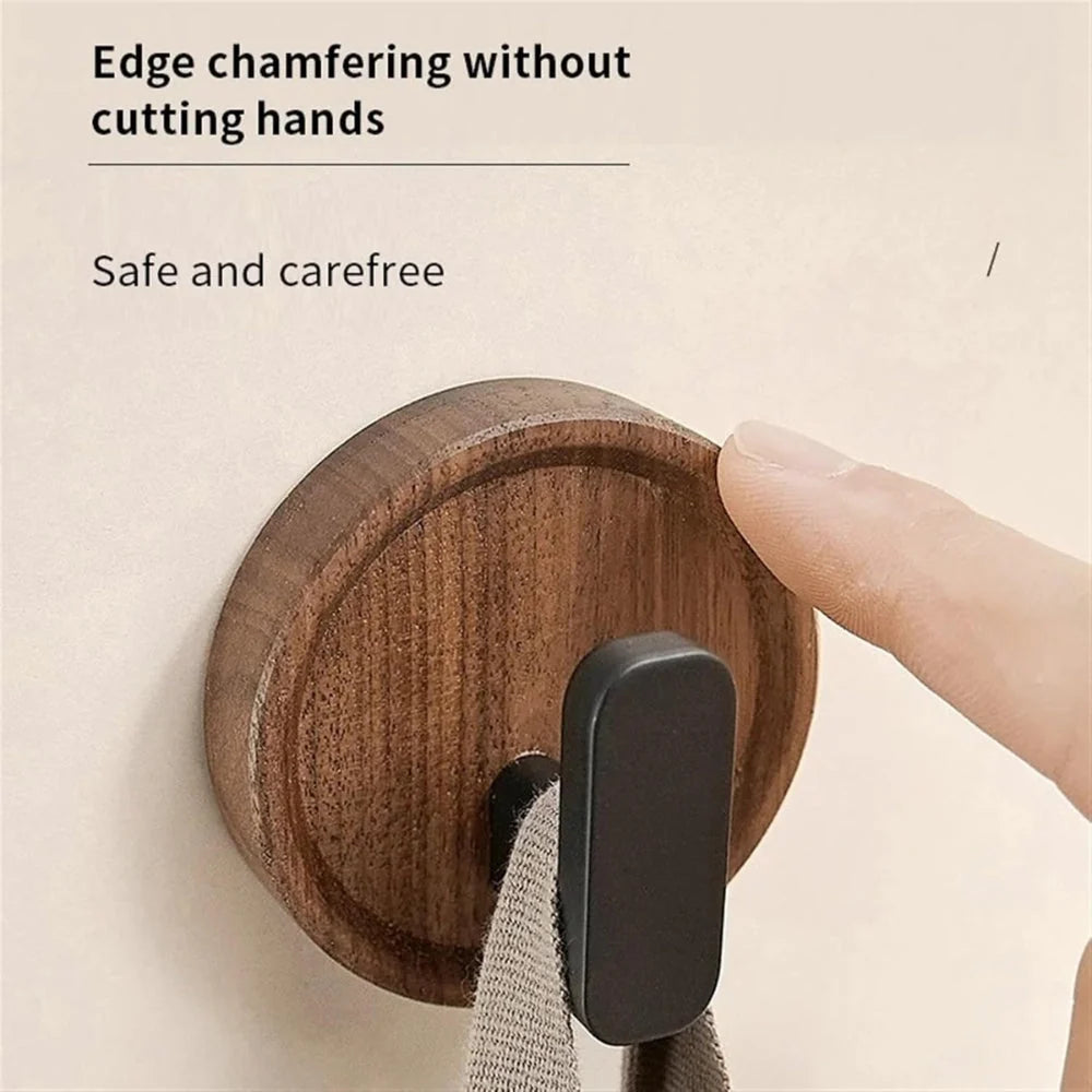 Wall Hook Solid Walnut Self-Adhesive