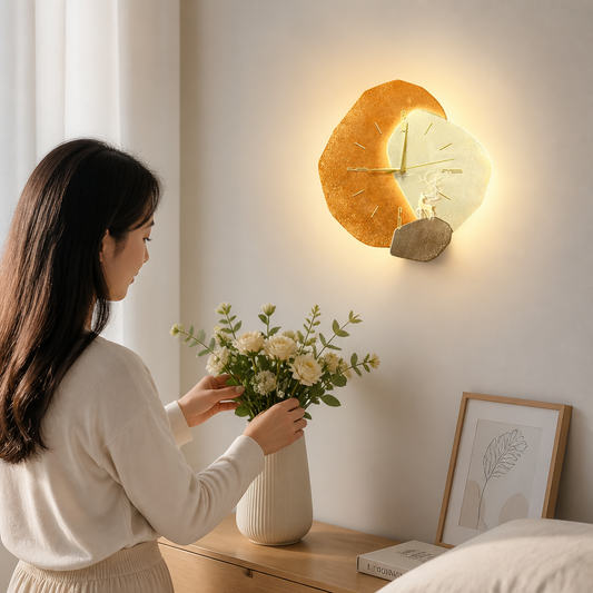 Wall Lamp Asymmetrical Crystal With Built-In Clock