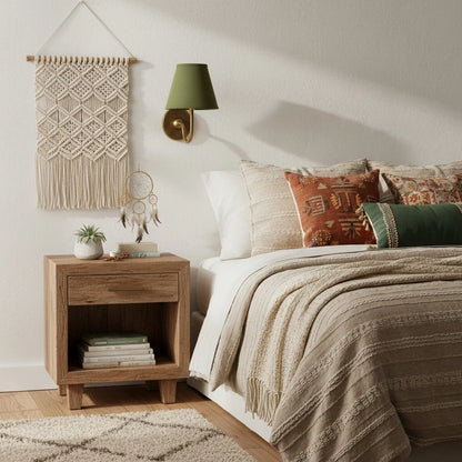 Wall Lamp Fabric Shade Dimmable Soft Diffused Light