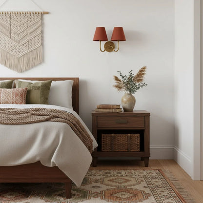 Wall Lamp Fabric Shade Dimmable Soft Diffused Light