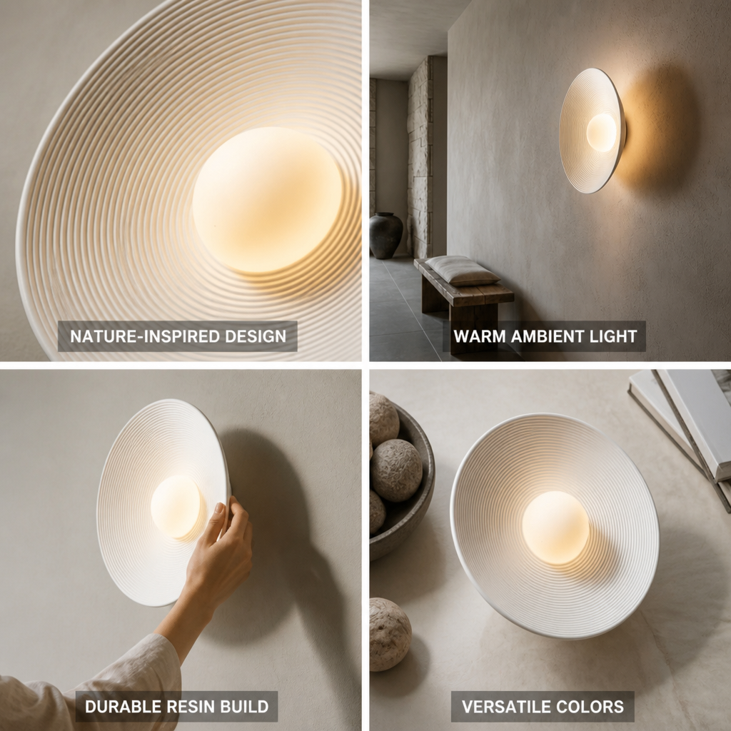 Wall Lamp Sand-Textured Resin Warm Ambient Light
