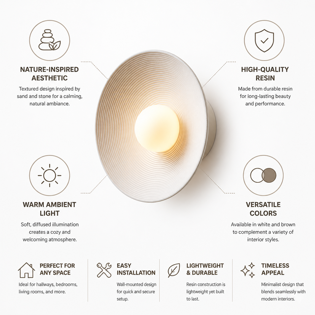 Wall Lamp Sand-Textured Resin Warm Ambient Light