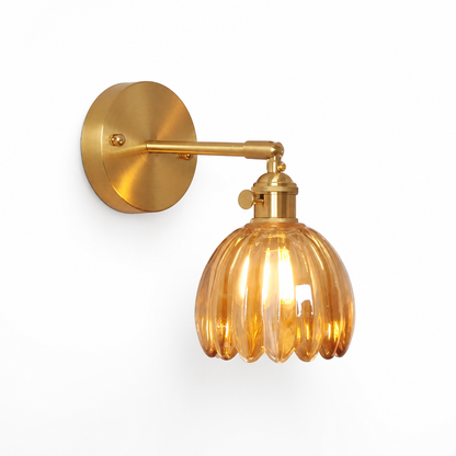 Wall Lamp Sculpted Glass Shade & Brass Fitting