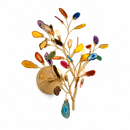 Wall Light Natural Agate Metal Frame Hardwired
