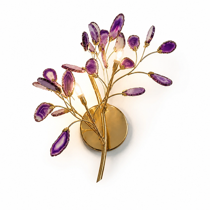 Wall Light Natural Agate Metal Frame Hardwired