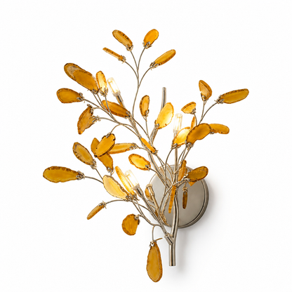 Wall Light Natural Agate Metal Frame Hardwired