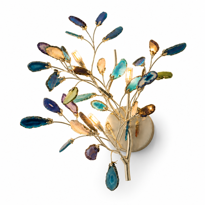 Wall Light Natural Agate Metal Frame Hardwired