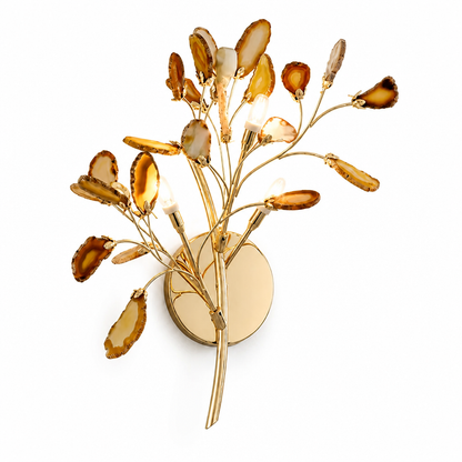 Wall Light Natural Agate Metal Frame Hardwired