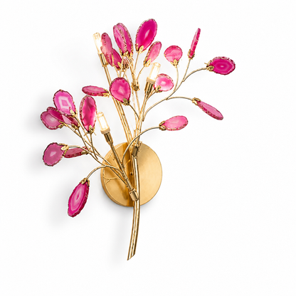 Wall Light Natural Agate Metal Frame Hardwired