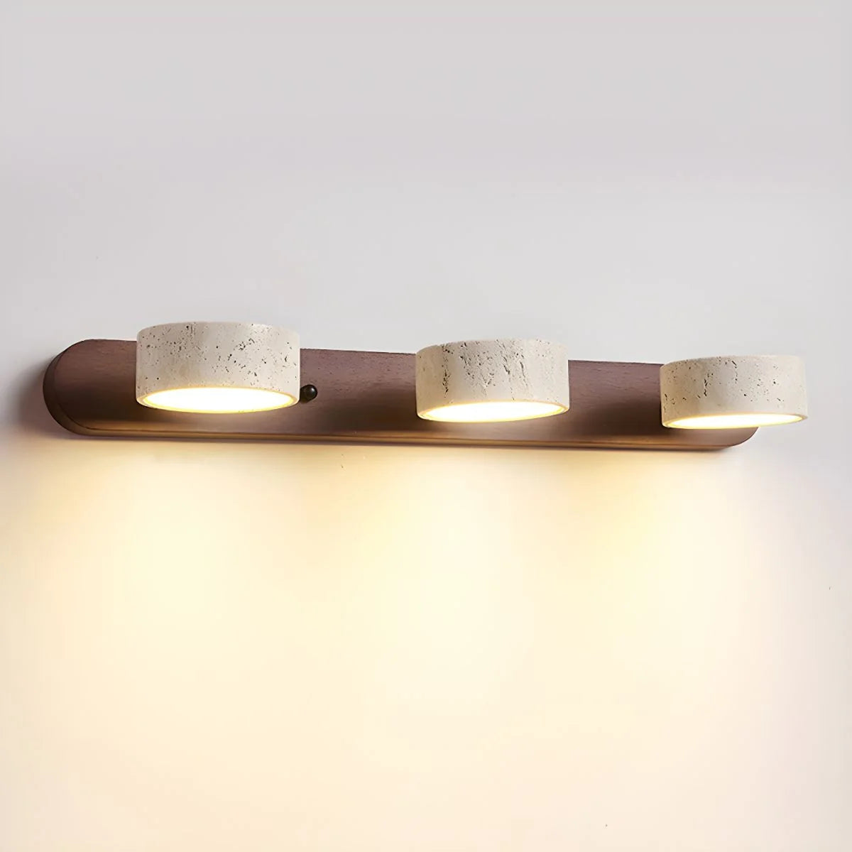 Wall Light Natural Travertine & Wood Integrated LED