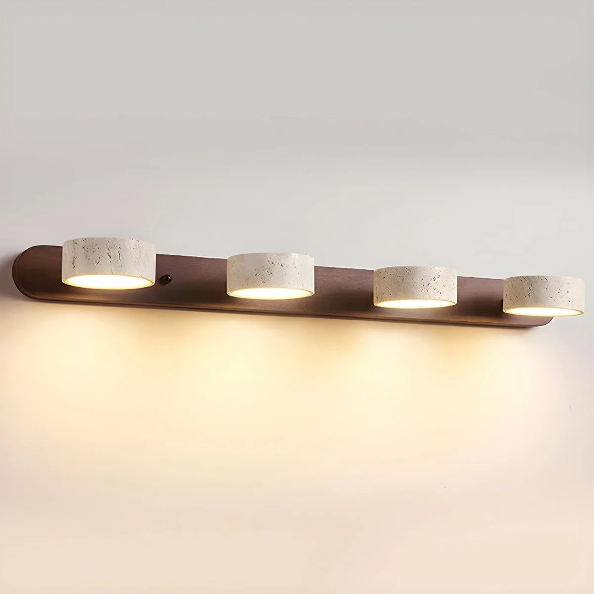 Wall Light Natural Travertine & Wood Integrated LED