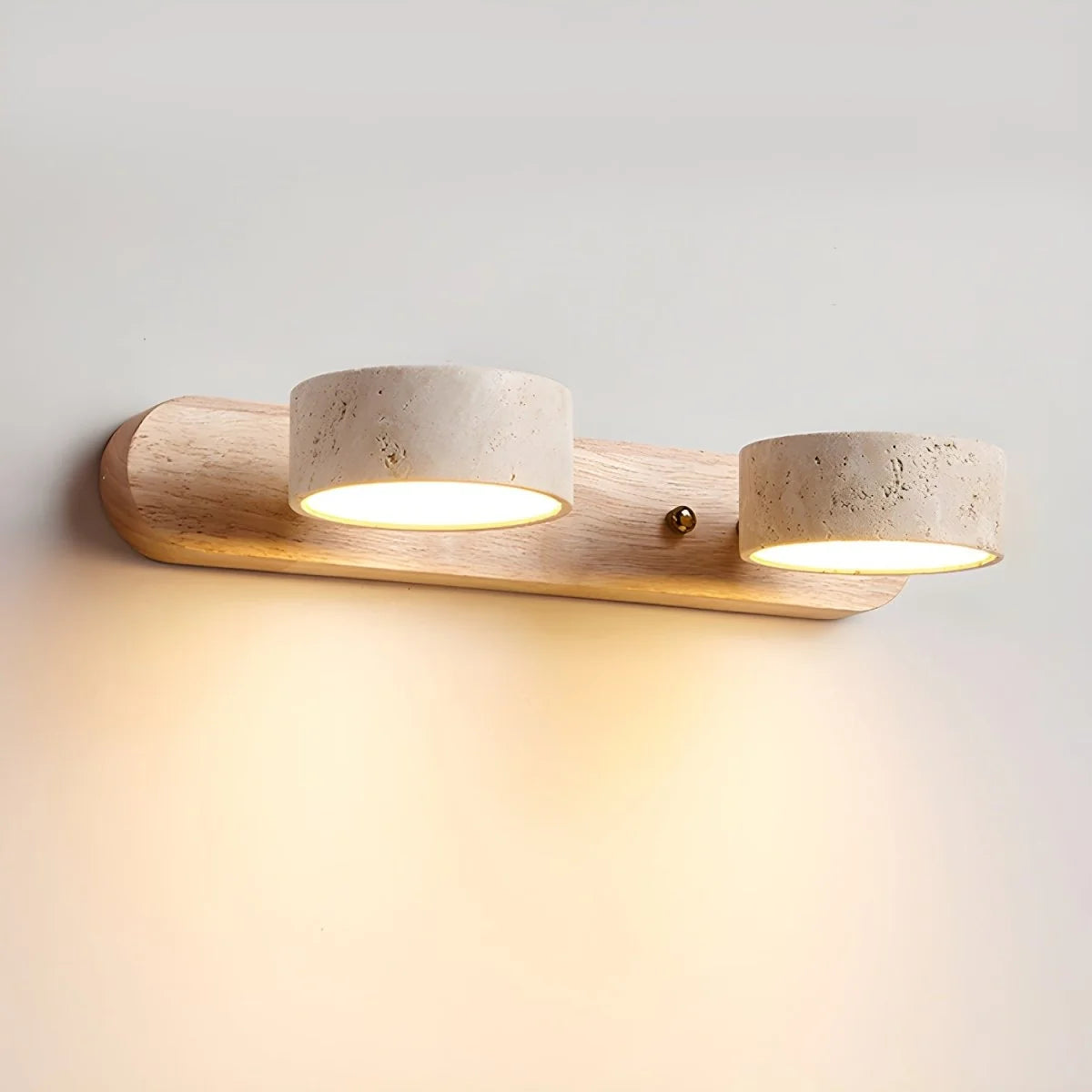Wall Light Natural Travertine & Wood Integrated LED