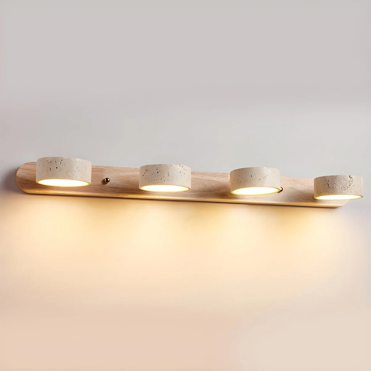 Wall Light Natural Travertine & Wood Integrated LED