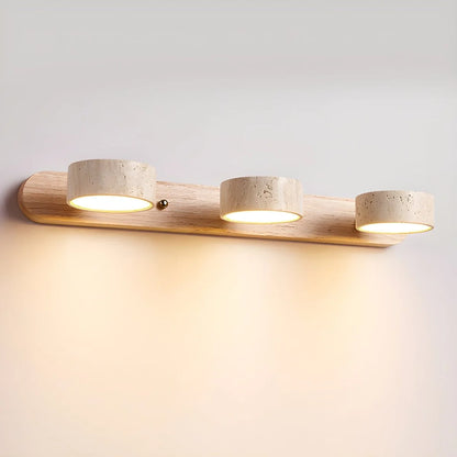 Wall Light Natural Travertine & Wood Integrated LED
