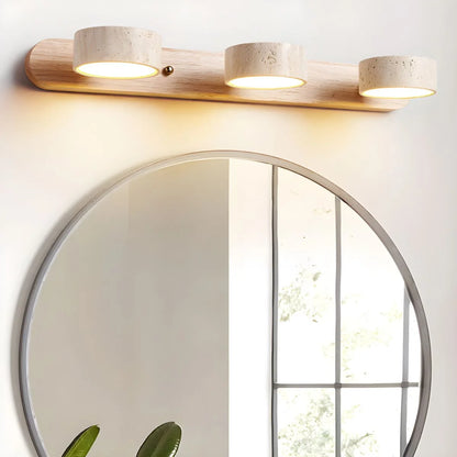 Wall Light Natural Travertine & Wood Integrated LED