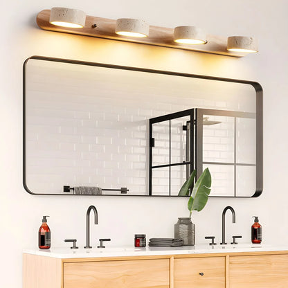 Wall Light Natural Travertine & Wood Integrated LED