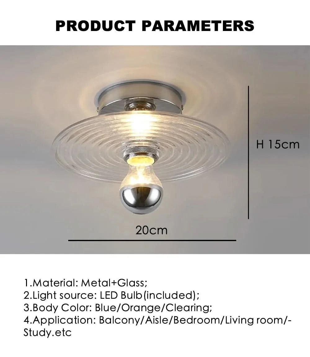 Wall Light Ripple Glass Metal Frame & Integrated LED