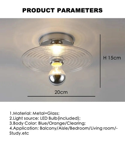Wall Light Ripple Glass Metal Frame & Integrated LED