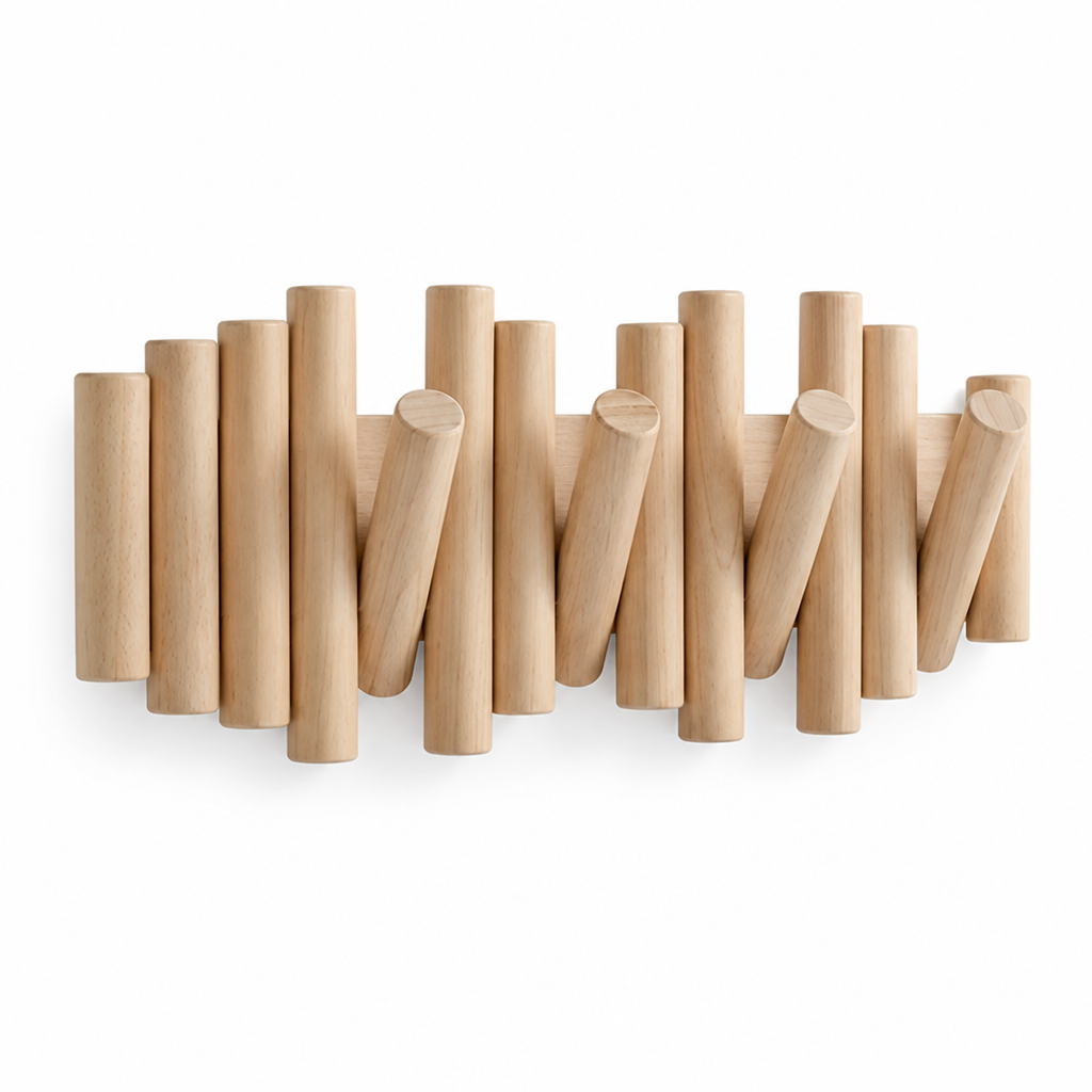 Wall-Mounted Coat Rack Handmade Cylindrical Hooks Space-Saving